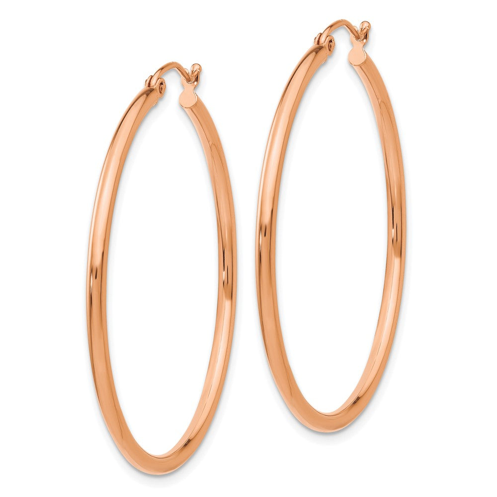 10k Rose Gold 2 mm Lightweight Tube Hoop Earrings (2.04 grams)