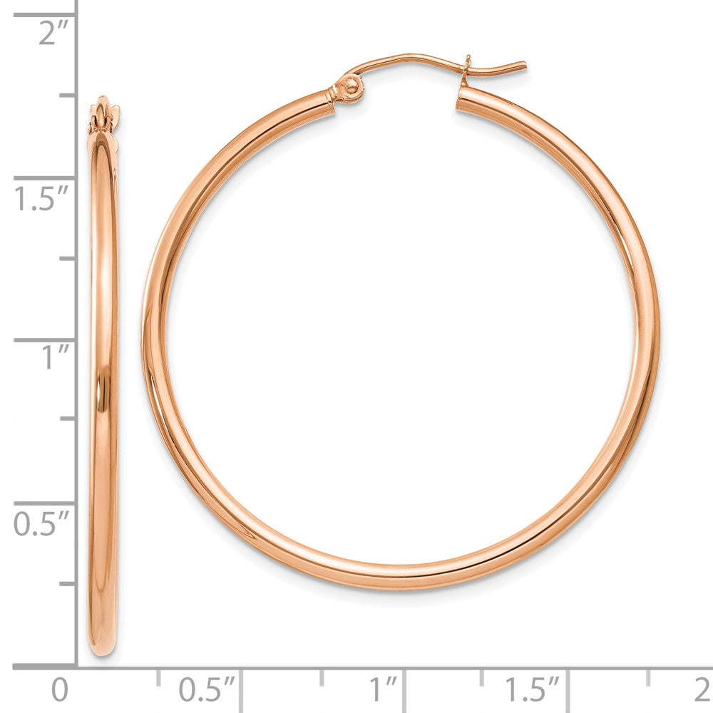 10k Rose Gold 2 mm Lightweight Tube Hoop Earrings (2.04 grams)