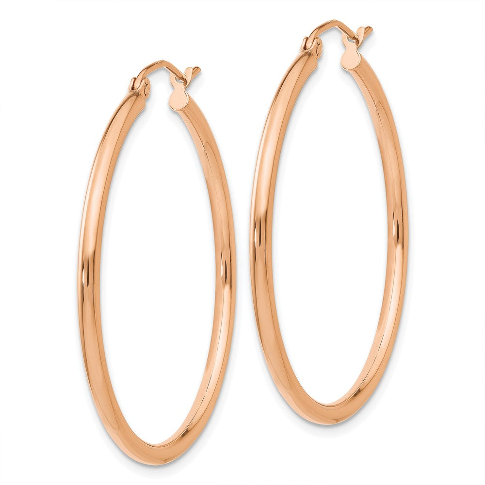 10k Rose Gold 2 mm Lightweight Tube Hoop Earrings (1.74 grams)