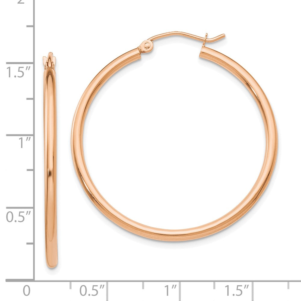 10k Rose Gold 2 mm Lightweight Tube Hoop Earrings (1.74 grams)