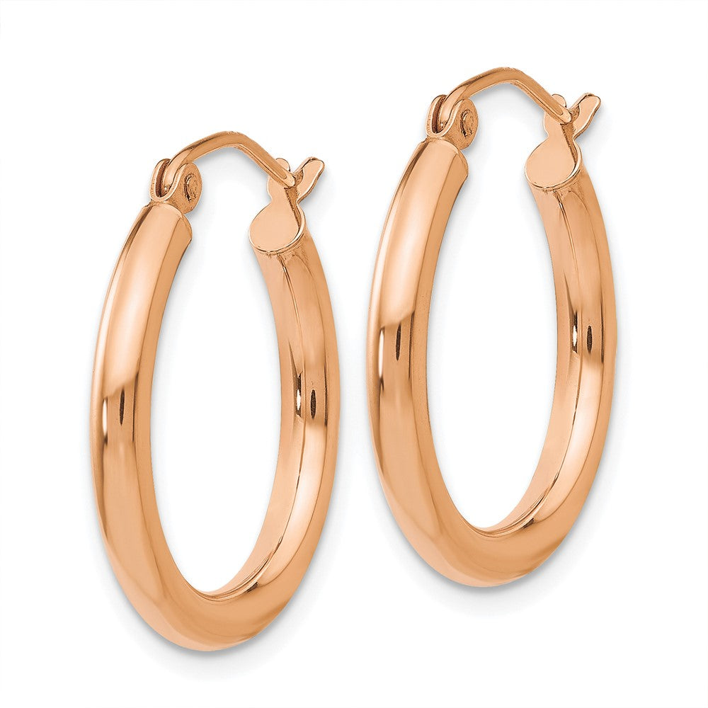 10k Rose Gold 2.5 mm Lightweight Tube Hoop Earrings (1.1 grams)