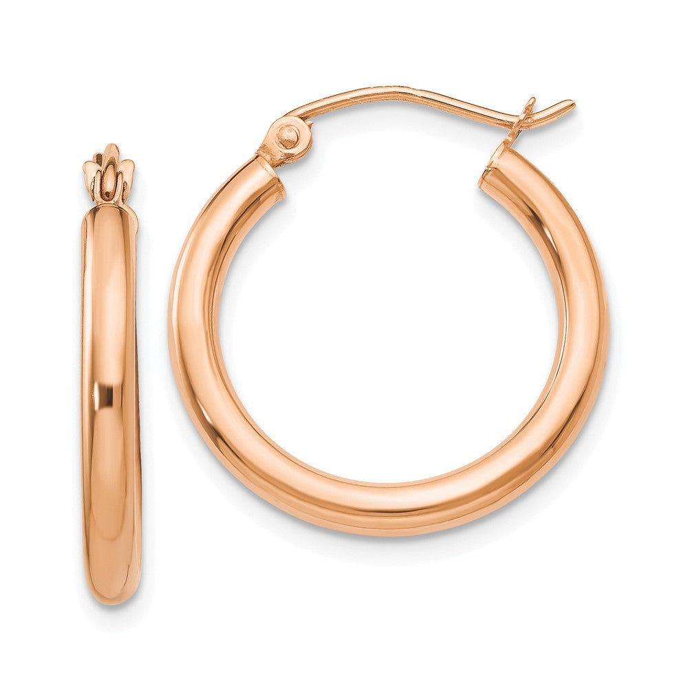 10k Rose Gold 2.5 mm Lightweight Tube Hoop Earrings (1.1 grams)