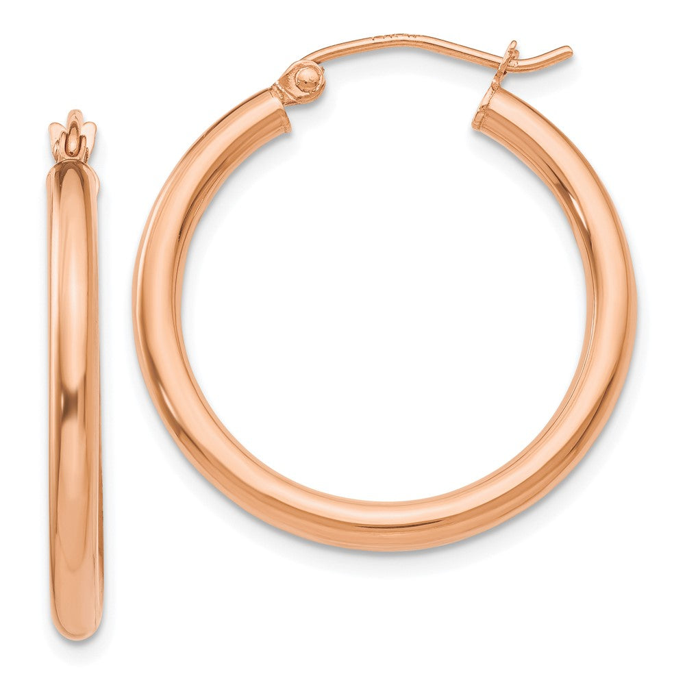 10k Rose Gold 2.5 mm Lightweight Tube Hoop Earrings (1.48 grams)