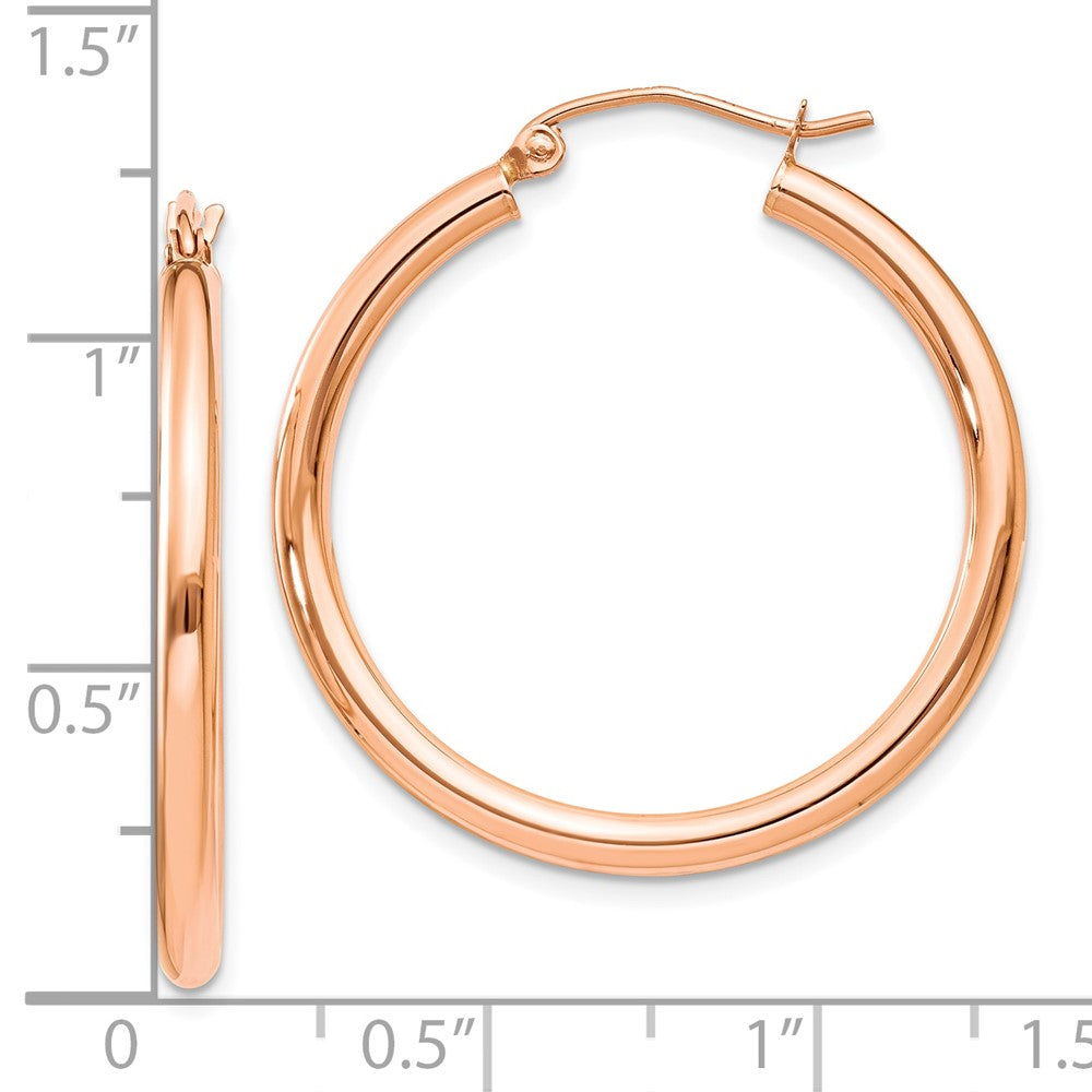 10k Rose Gold 2.5 mm Lightweight Tube Hoop Earrings (1.74 grams)