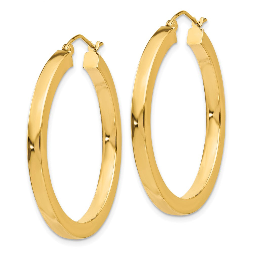 10k Yellow Gold 3 mm Polished Square Hoop Earrings (3.27 grams)