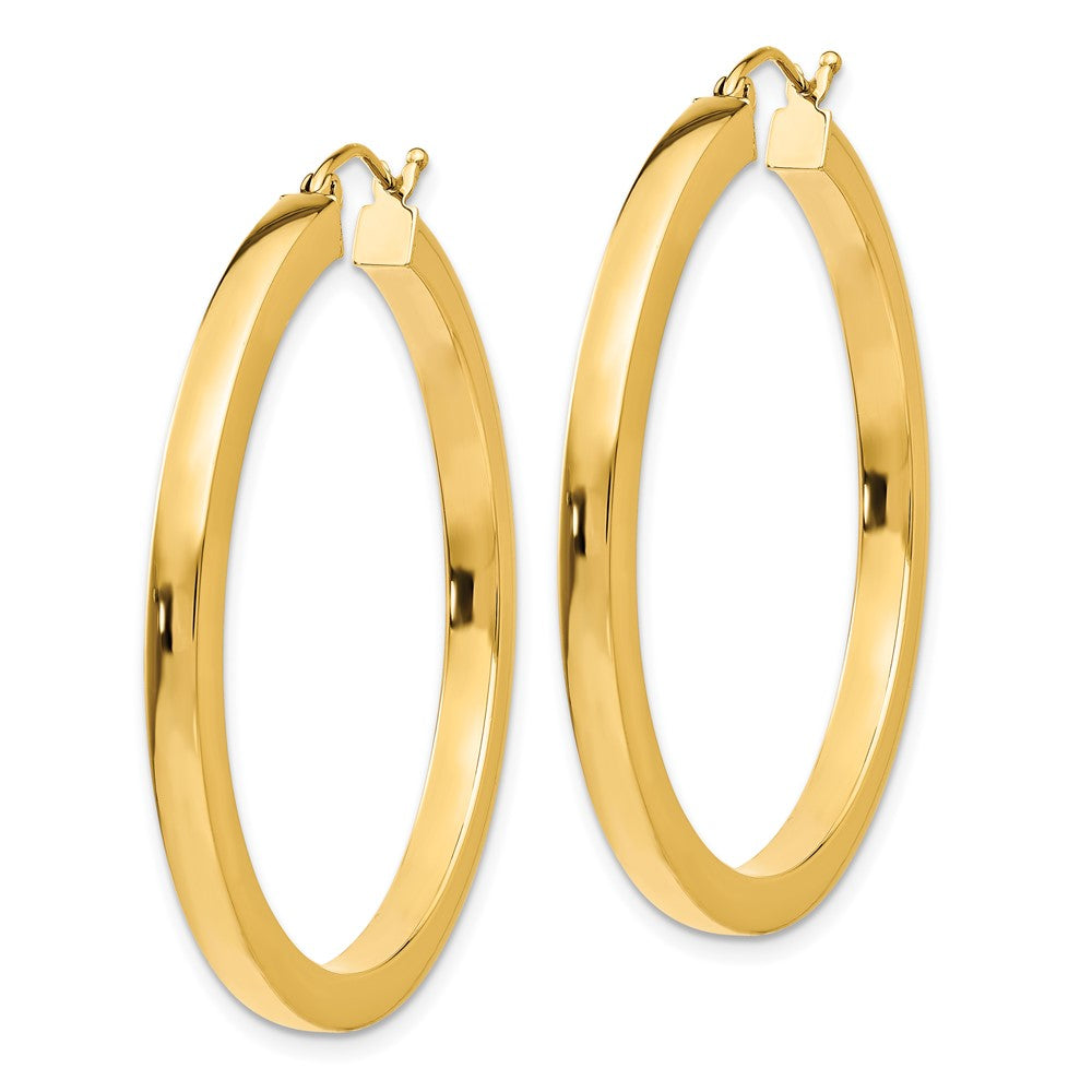 10k Yellow Gold 3 mm Polished Square Hoop Earrings (3.82 grams)