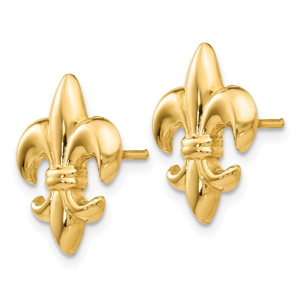 10k Yellow Gold 11 mm Small Fleur-De-Lis Earring (1.74 grams)