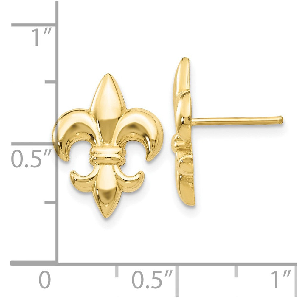 10k Yellow Gold 11 mm Small Fleur-De-Lis Earring (1.74 grams)