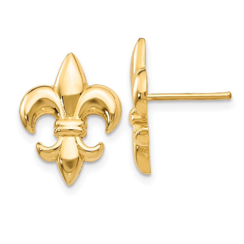 10k Yellow Gold 11 mm Small Fleur-De-Lis Earring (1.74 grams)