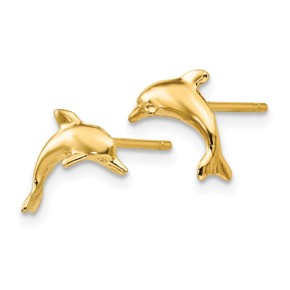 10k Yellow Gold 10 mm Dolphin Post Earrings (0.98 grams)