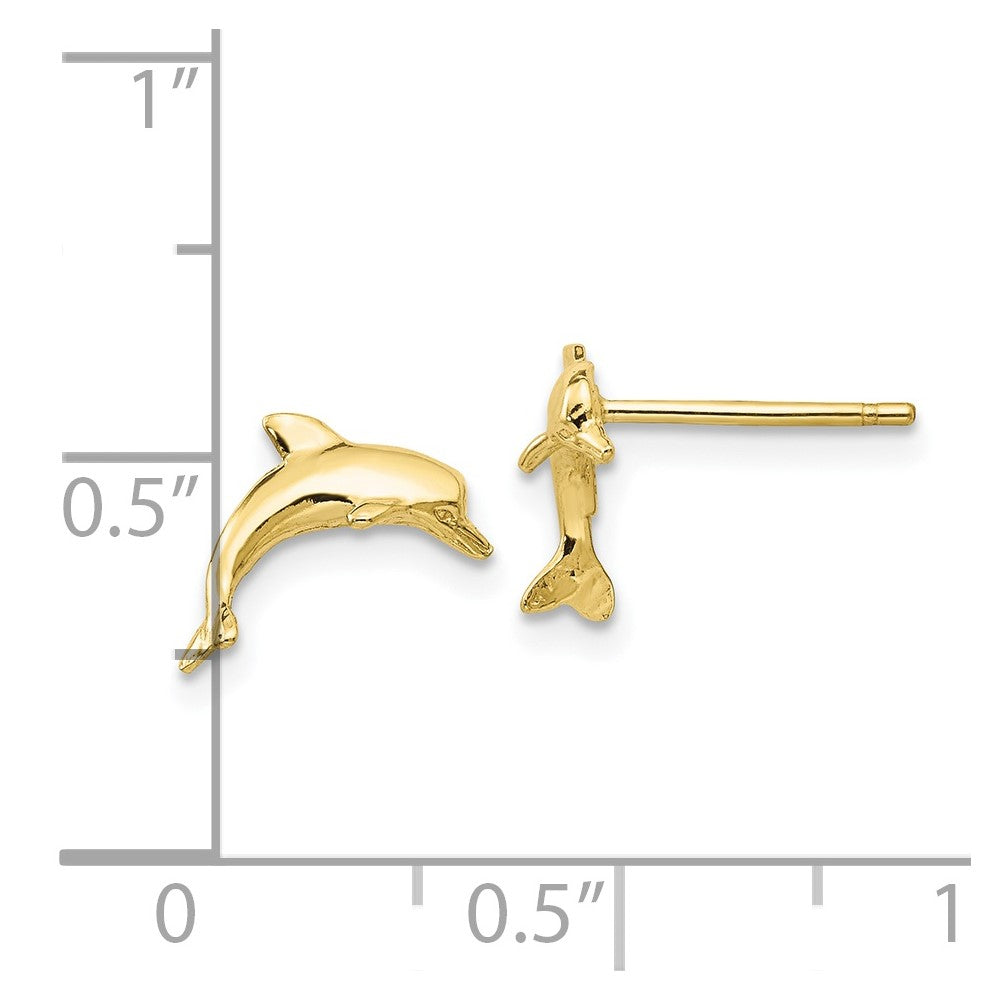 10k Yellow Gold 10 mm Dolphin Post Earrings (0.98 grams)