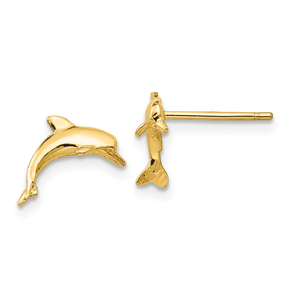 10k Yellow Gold 10 mm Dolphin Post Earrings (0.98 grams)