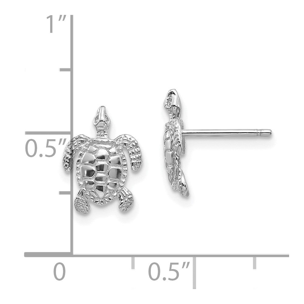 10k White Gold 8.03 mm Turtle Post Earrings (1.2 grams)