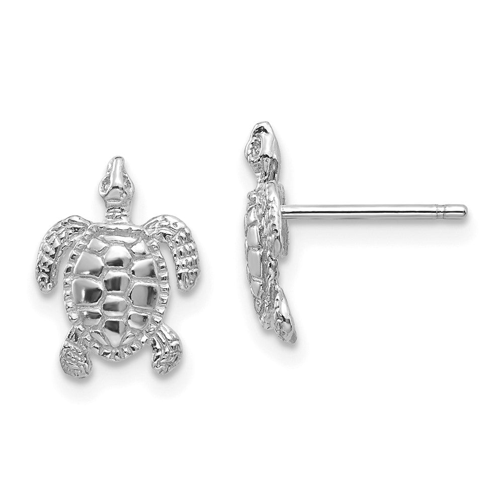 10k White Gold 8.03 mm Turtle Post Earrings (1.2 grams)