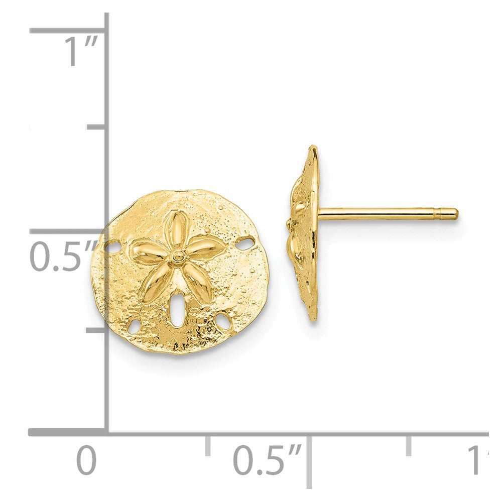 10k Yellow Gold 11.4 mm Sand Dollar Post Earrings (1.39 grams)