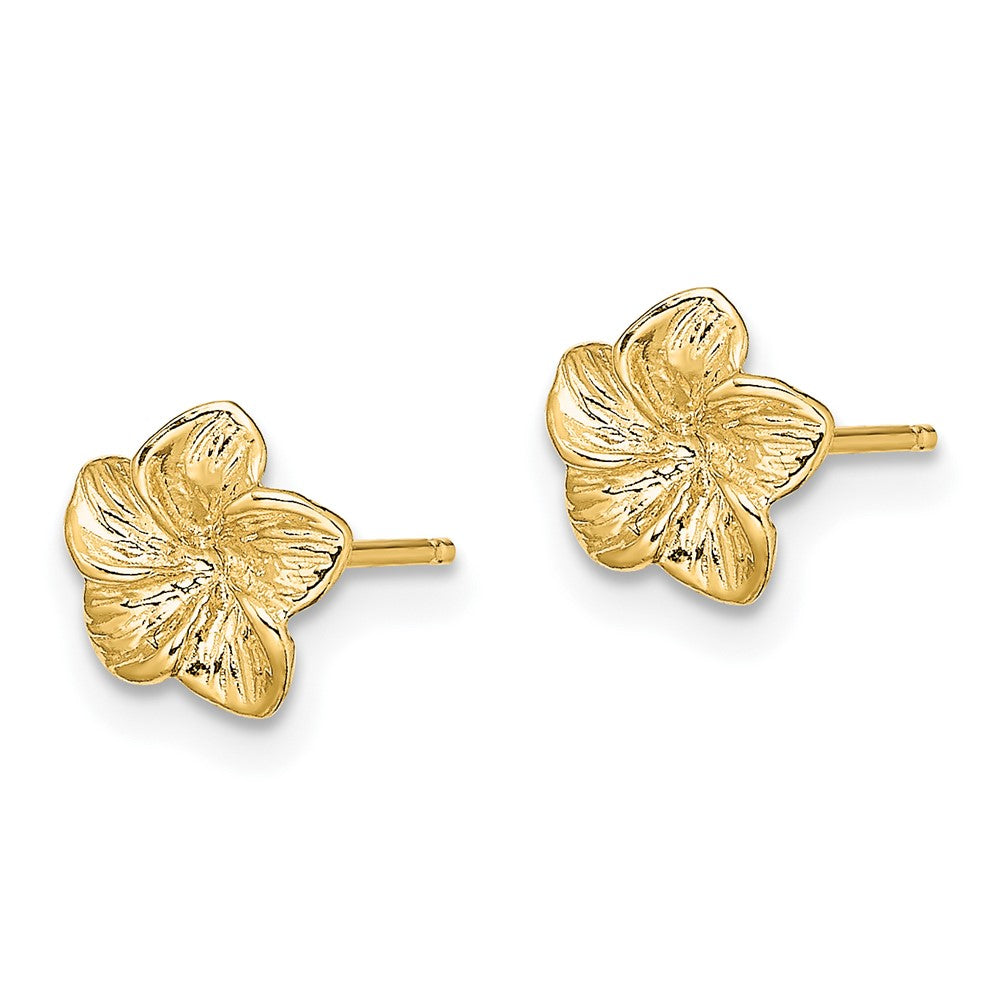 10k Yellow Gold 7.2 mm Plumeria Flower Post Earrings (0.83 grams)