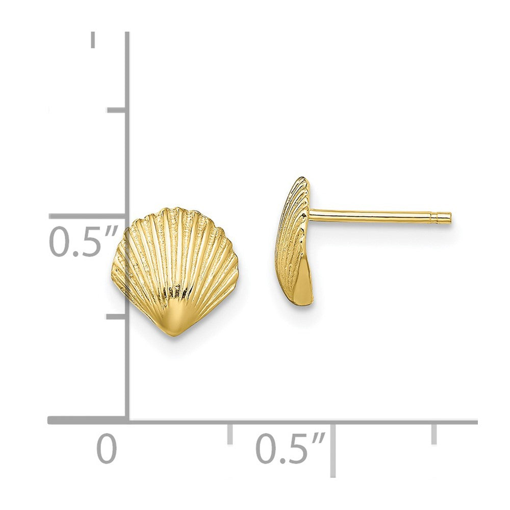 10k Yellow Gold 8 mm Scallop Shell Post Earrings (0.86 grams)