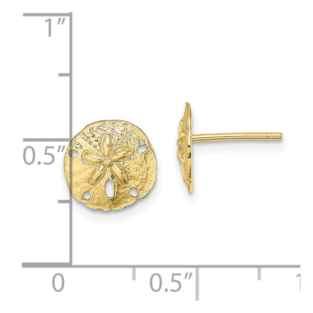 10k Yellow Gold 10 mm Polished Mini Sand Dollar Post Earrings (0.98 grams)