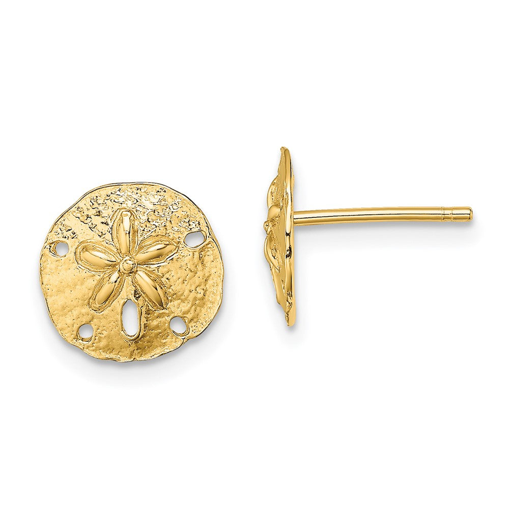 10k Yellow Gold 10 mm Polished Mini Sand Dollar Post Earrings