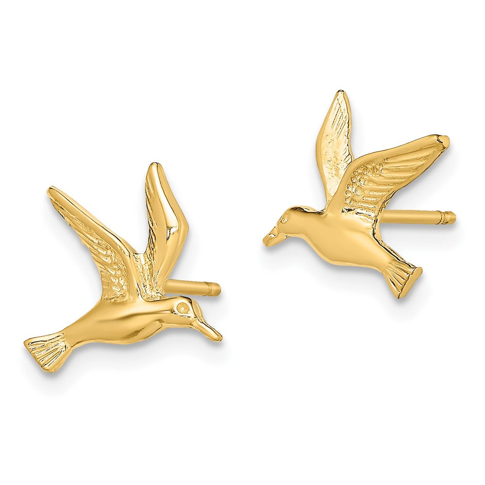 10k Yellow Gold 11 mm Polished Seagull Post Earrings (1.09 grams)