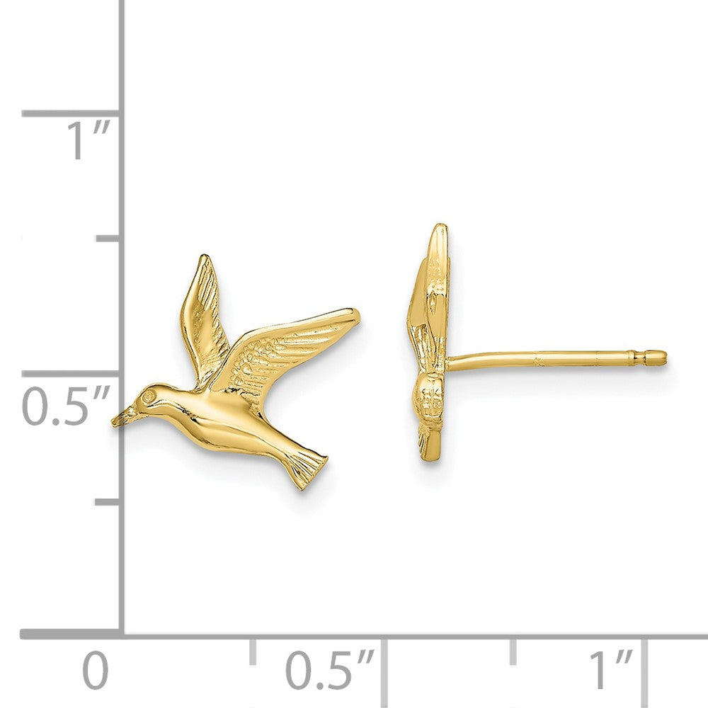 10k Yellow Gold 11 mm Polished Seagull Post Earrings (1.09 grams)