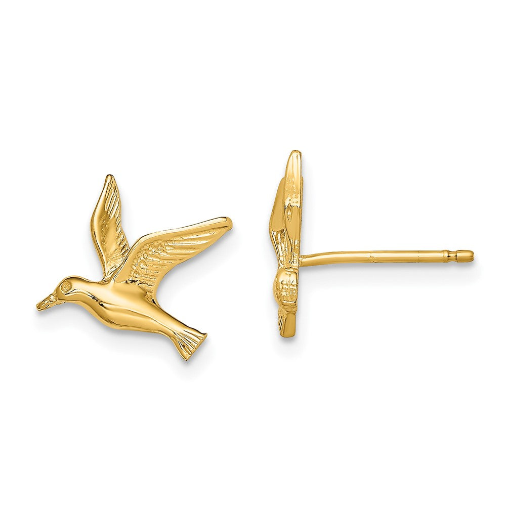 10k Yellow Gold 11 mm Polished Seagull Post Earrings (1.09 grams)