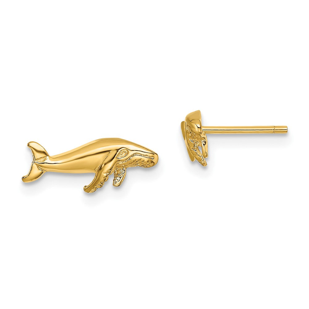 10k Yellow Gold 2 mm Whale Post Earrings (0.82 grams)