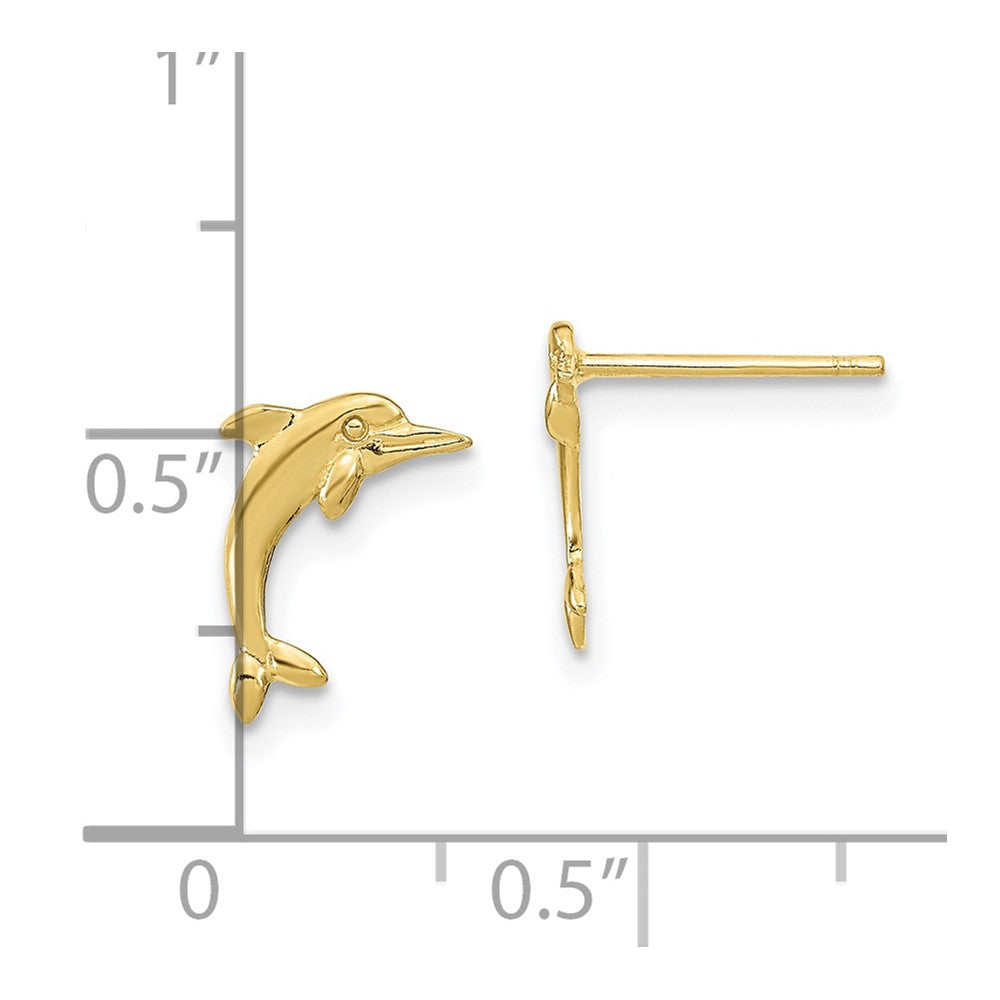 10k Yellow Gold 7.62 mm Dolphin Post Earrings (0.58 grams)