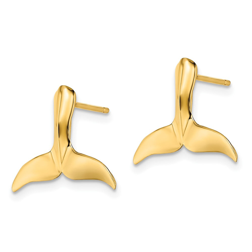 10k Yellow Gold 15.8 mm 2-D Whale Tail Post Earrings