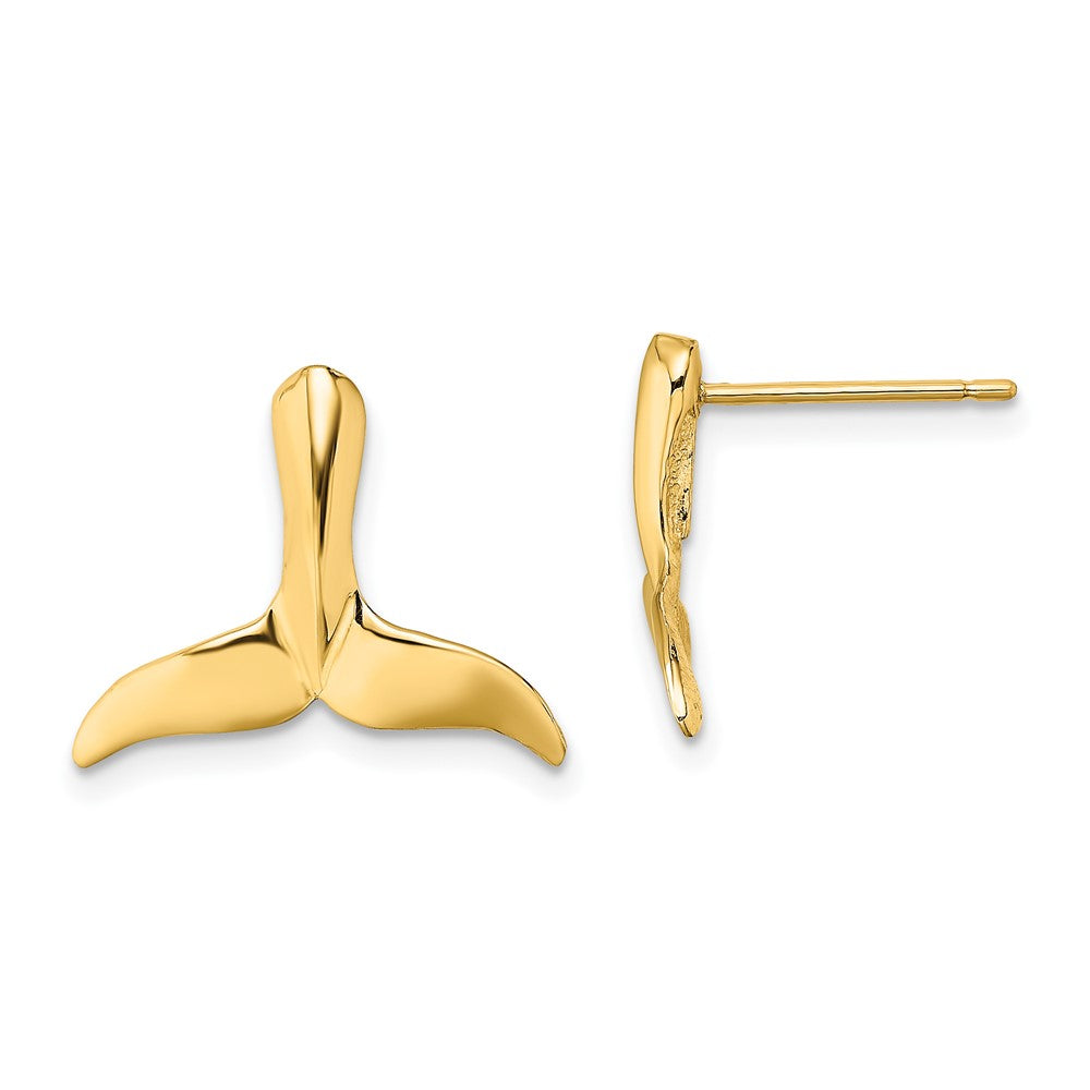 10k Yellow Gold 15.8 mm 2-D Whale Tail Post Earrings
