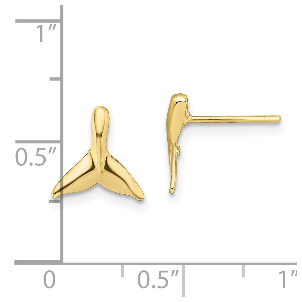 10k Yellow Gold 9.8 mm Mini Whale Tail Post Earrings (0.98 grams)