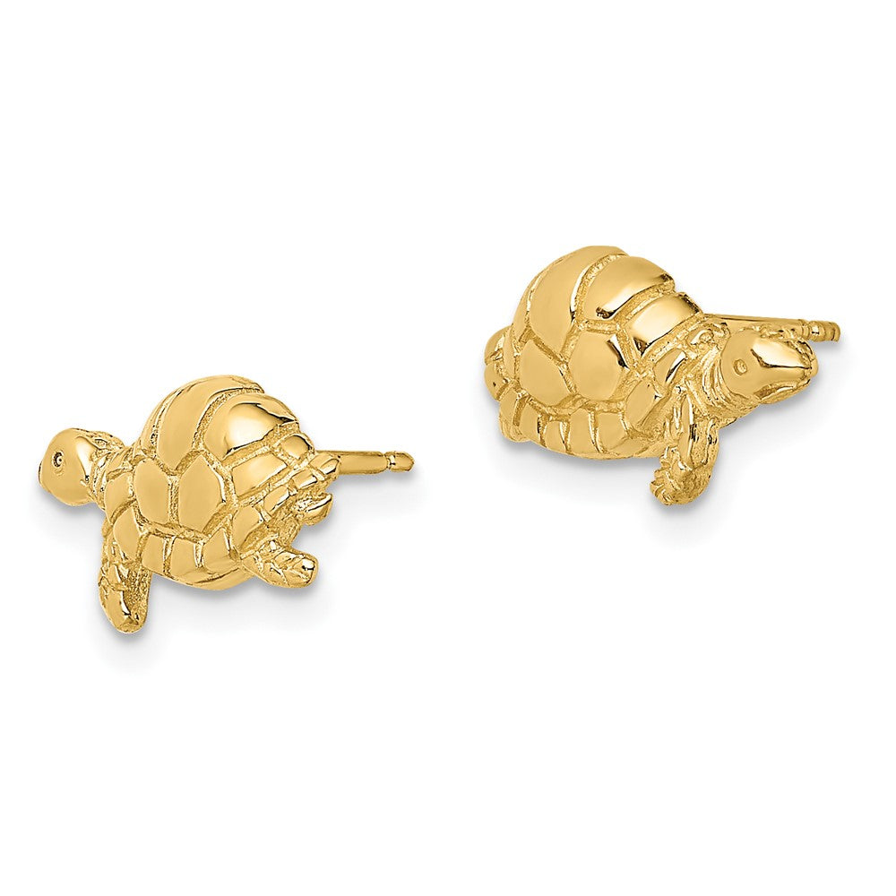 10k Yellow Gold 14.9 mm Polished Turtle Post Earrings (1.98 grams)