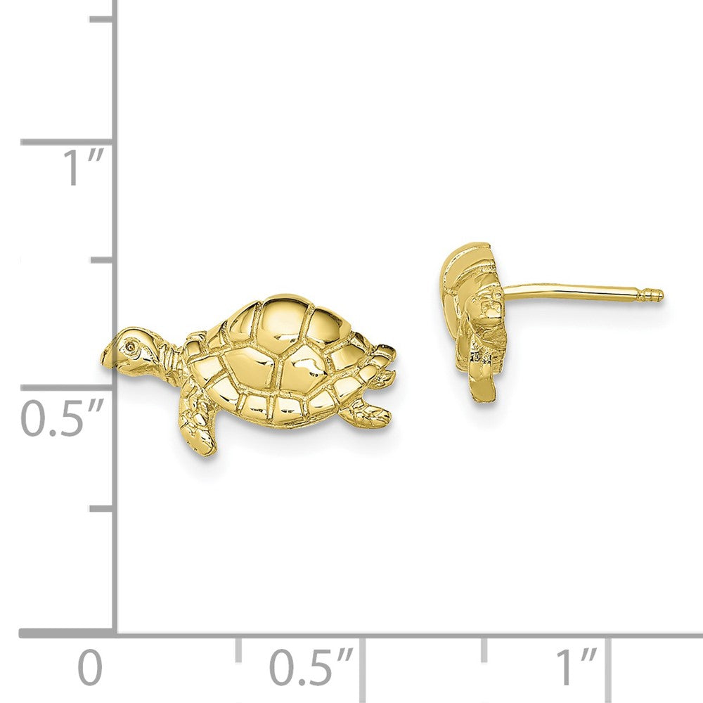 10k Yellow Gold 14.9 mm Polished Turtle Post Earrings (1.98 grams)