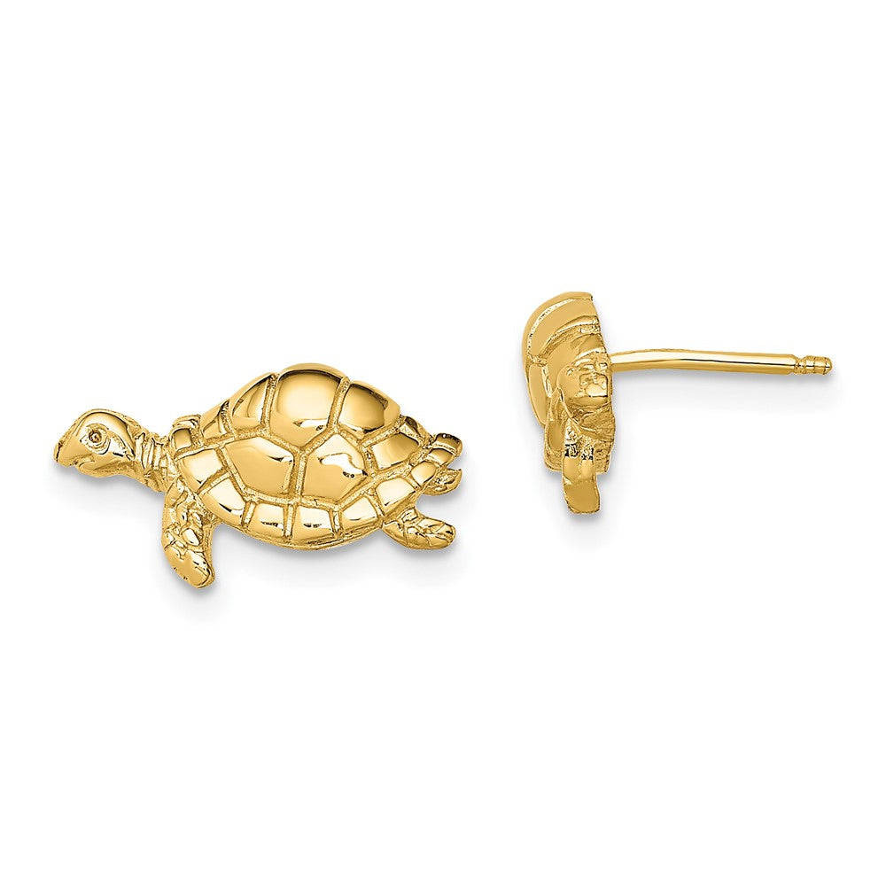 10k Yellow Gold 14.9 mm Polished Turtle Post Earrings (1.98 grams)