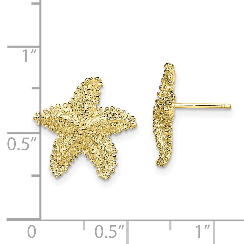 10k Yellow Gold 15.09 mm Textured Beaded Starfish Post Earrings (3.21 grams)