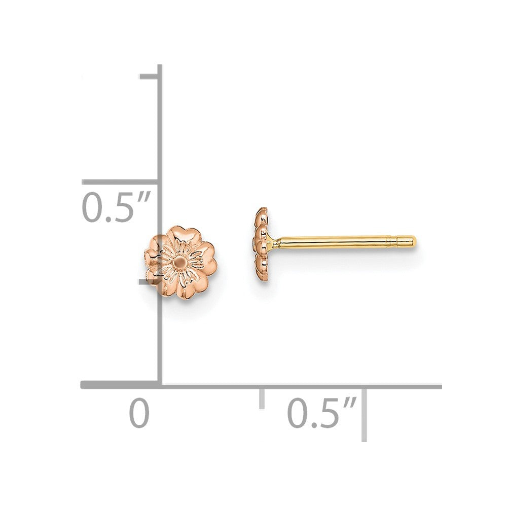 10k Rose Gold 4.4 mm Flower Post Earrings