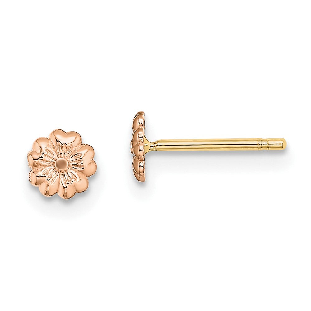 10k Rose Gold 4.4 mm Flower Post Earrings (0.49 grams)