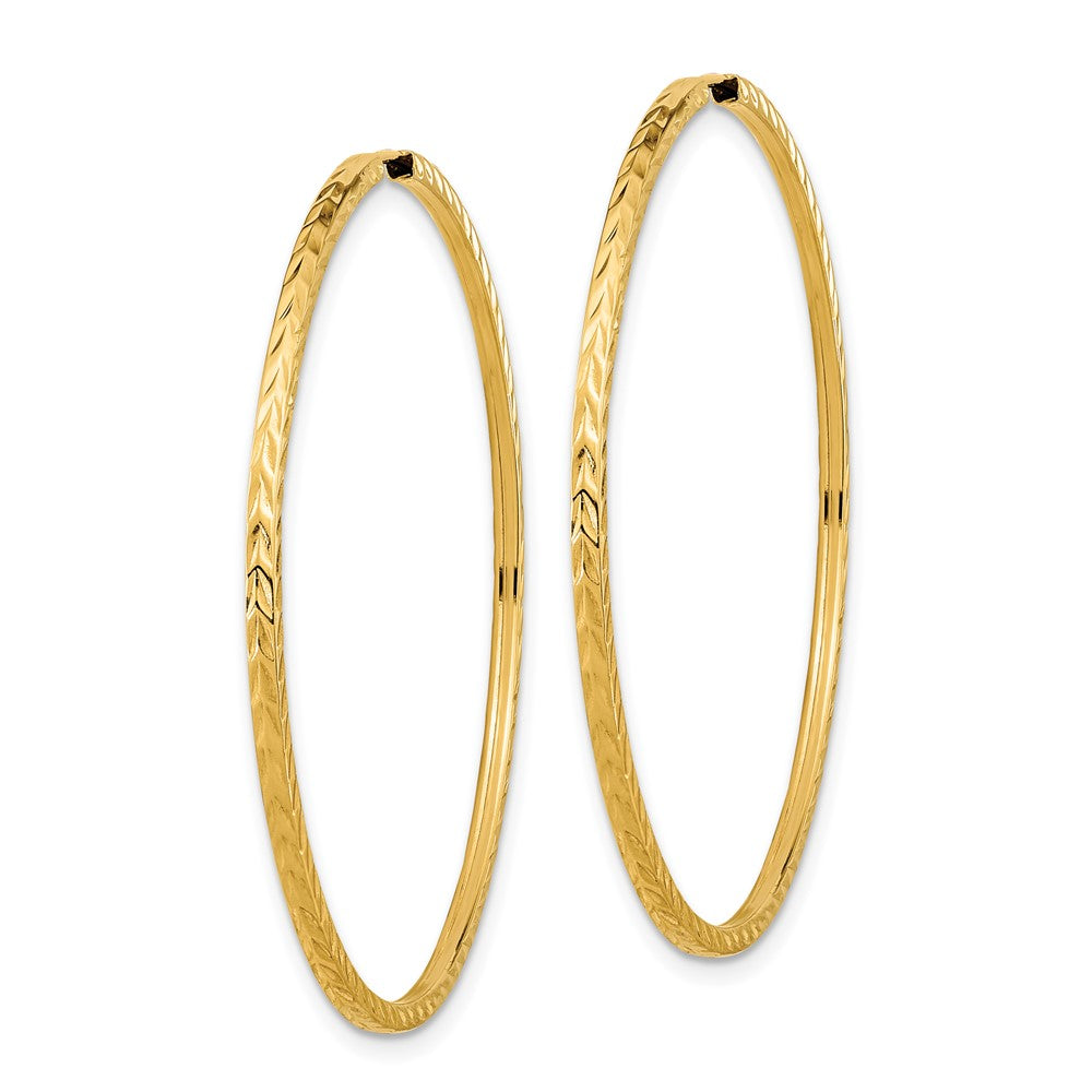 10k Yellow Gold 45 mm Diamond-cut Square Tube Endless Hoop Earrings
