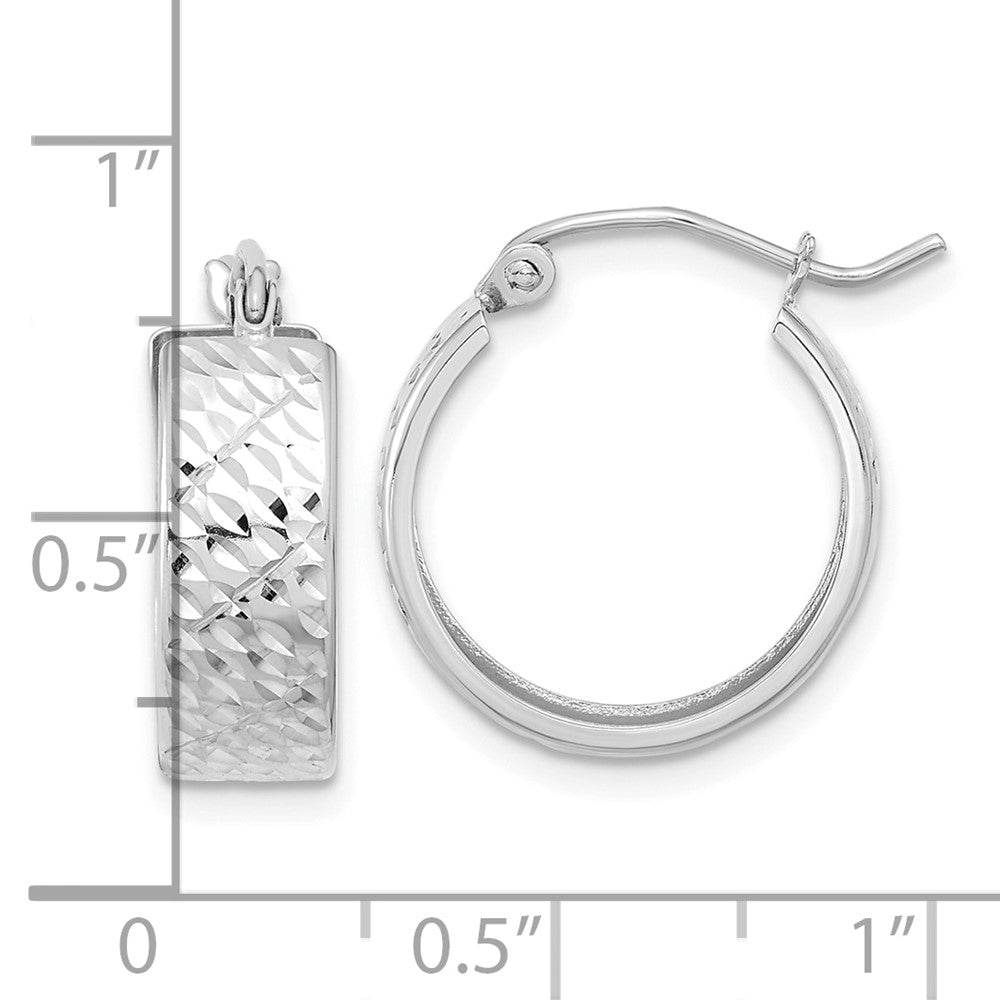 10k White Gold 17.15 mm Diamond-cut Hoop Earrings (1.68 grams)