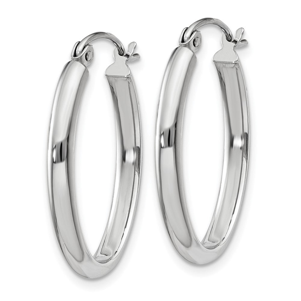 10k White Gold 2.75 mm Oval Tube Hoop Earrings (1.1 grams)