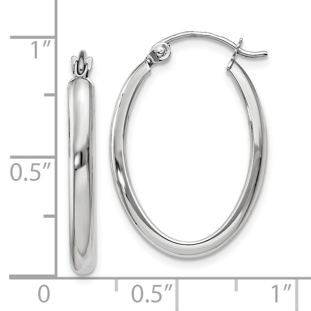 10k White Gold 2.75 mm Oval Tube Hoop Earrings (1.1 grams)