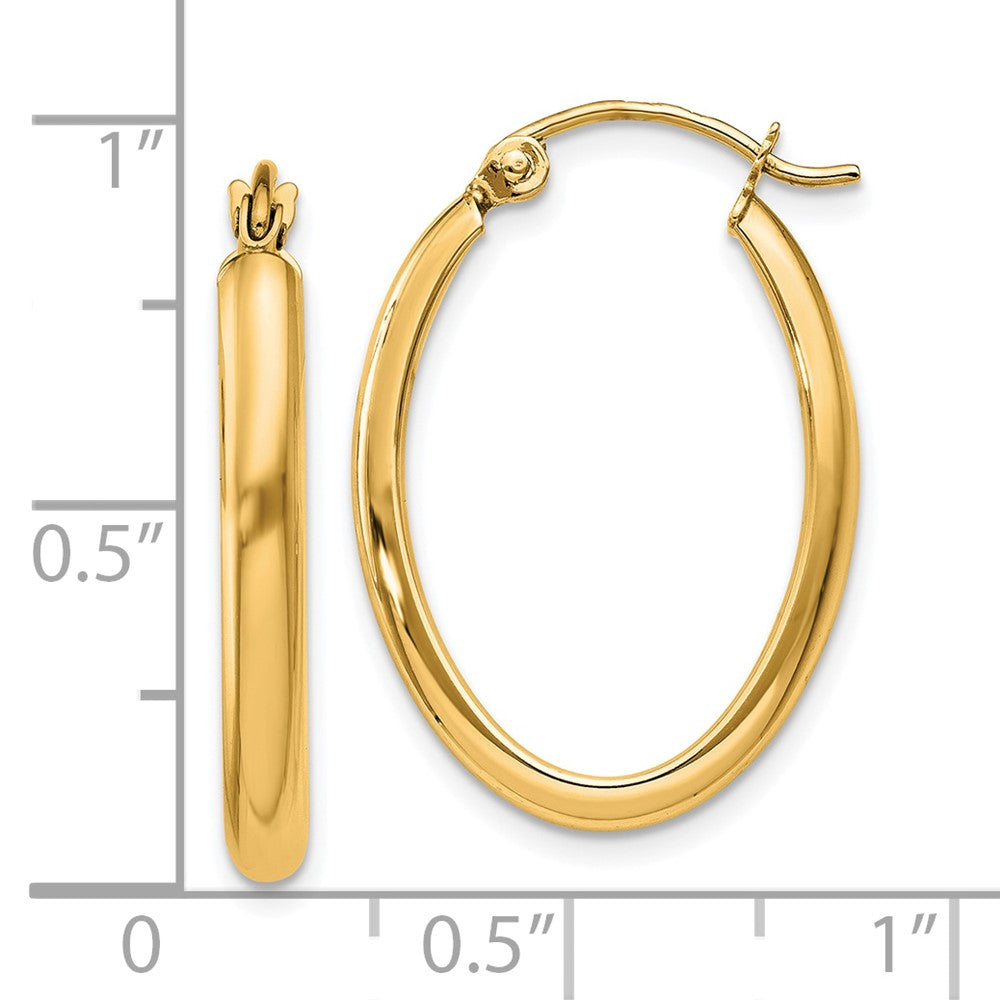 10k Yellow Gold 2.75 mm Oval Tube Hoop Earrings (1.07 grams)