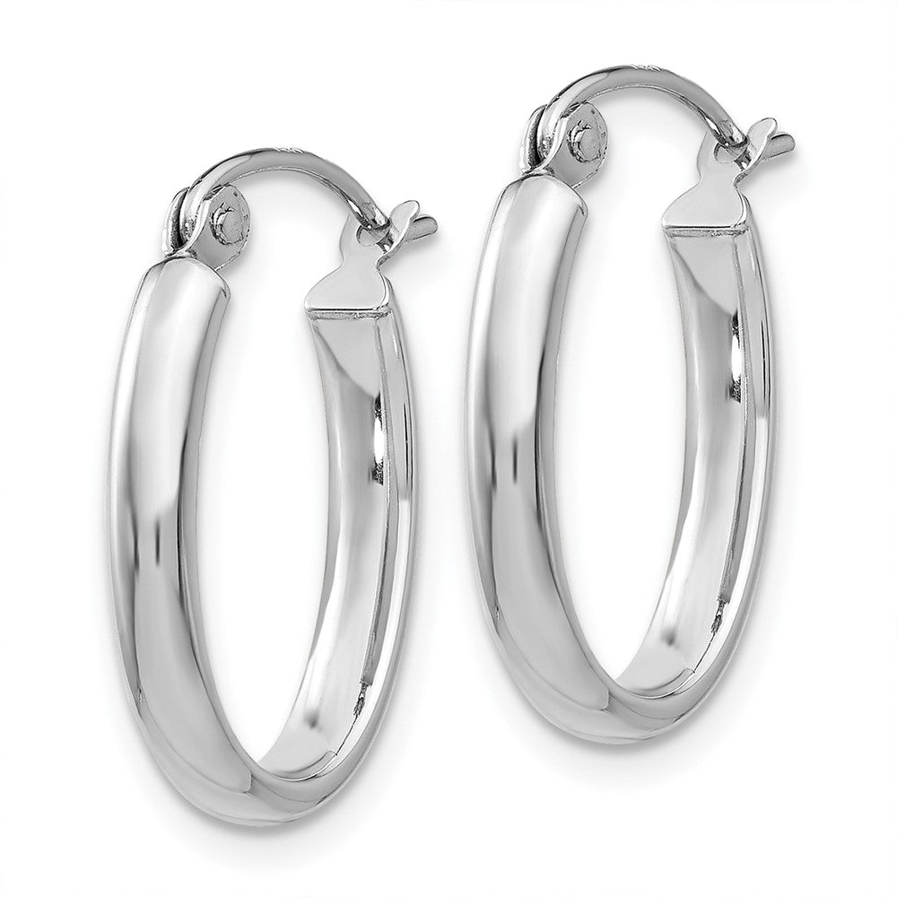 10k White Gold 2.75 mm Oval Tube Hoop Earrings (0.98 grams)