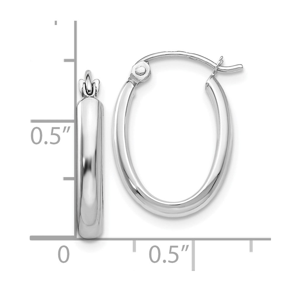 10k White Gold 2.75 mm Oval Tube Hoop Earrings (0.98 grams)