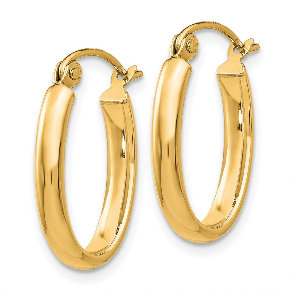 10k Yellow Gold 2.75 mm Oval Tube Hoop Earrings (0.86 grams)