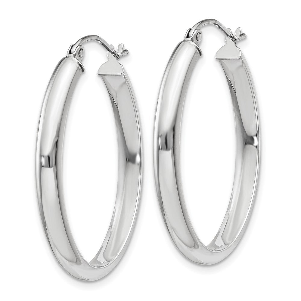 10k White Gold 3.75 mm Oval Tube Hoop Earrings (1.72 grams)