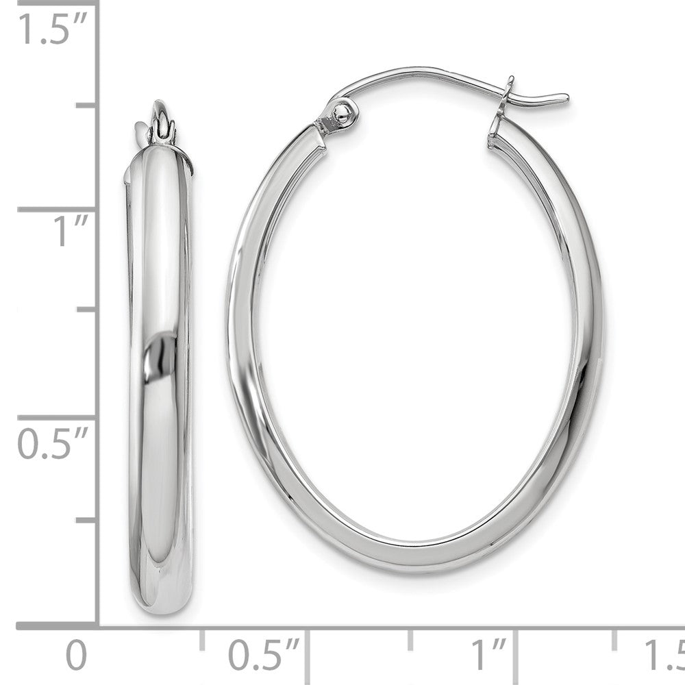 10k White Gold 3.75 mm Oval Tube Hoop Earrings (1.72 grams)