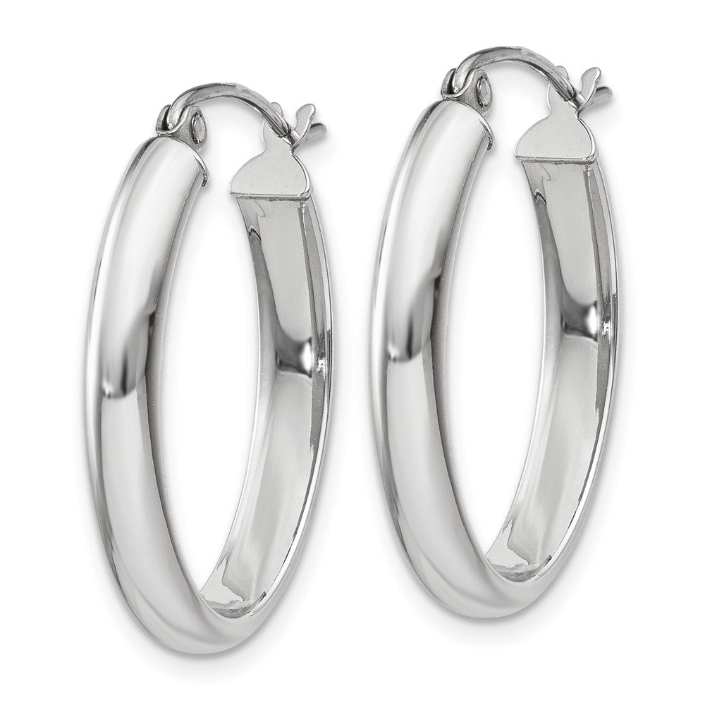 10k White Gold 17 mm Oval Tube Hoop Earrings (1.32 grams)