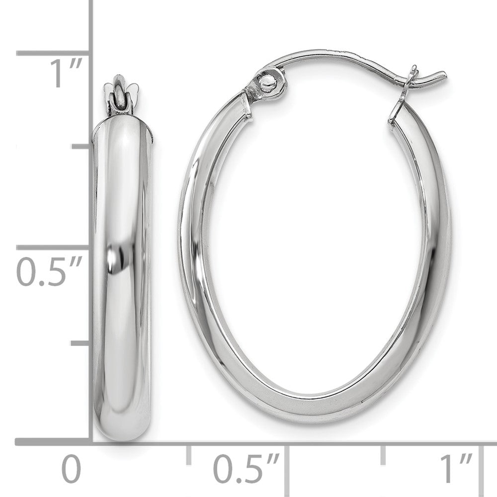 10k White Gold 17 mm Oval Tube Hoop Earrings (1.32 grams)