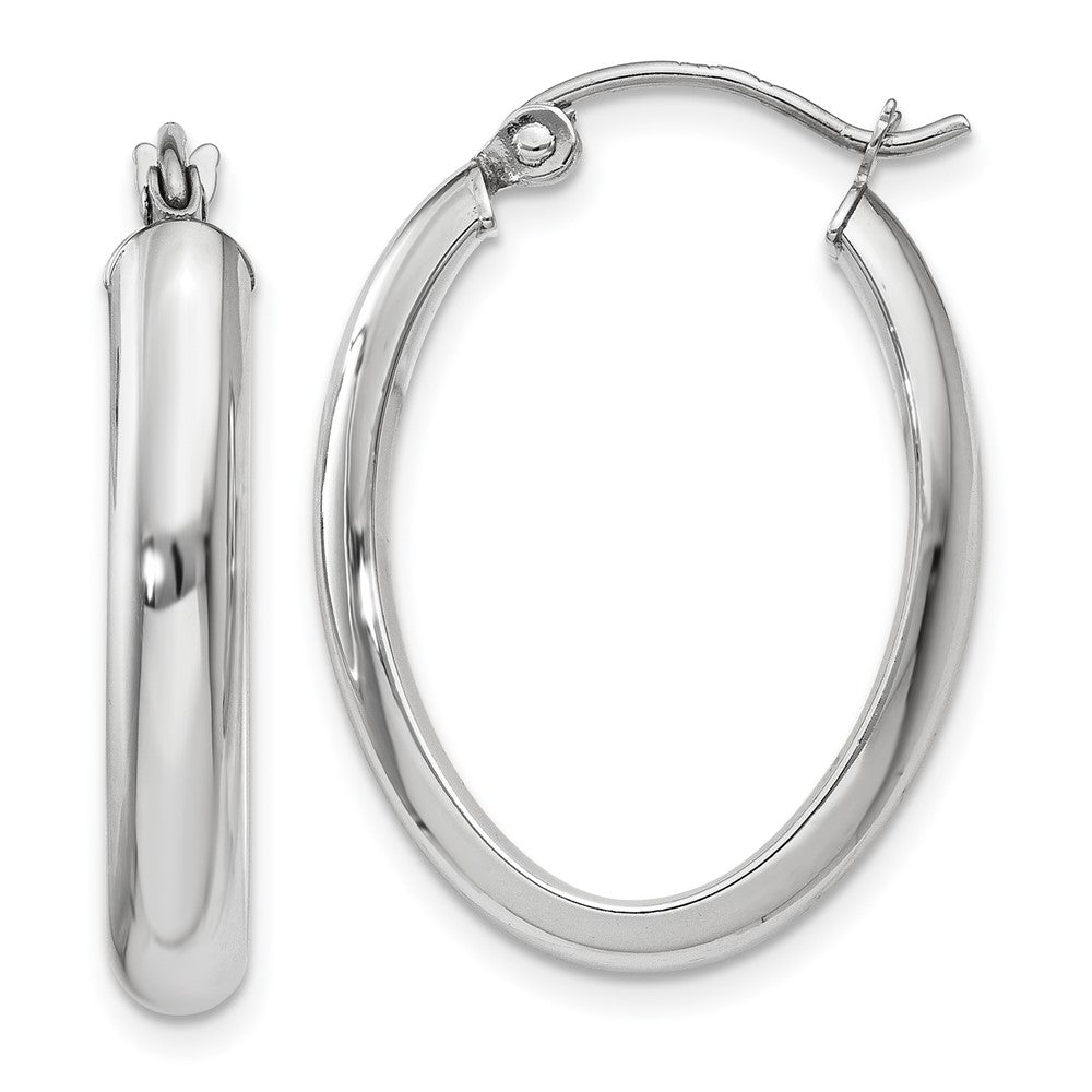 10k White Gold 17 mm Oval Tube Hoop Earrings (1.32 grams)